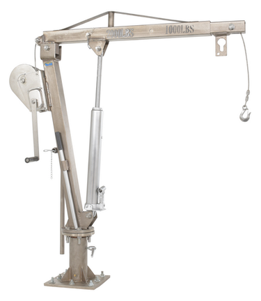 Stainless Steel Winch Truck Jib Crane 52 In. Reach 1,000 Lb. Extended Capacity Silver